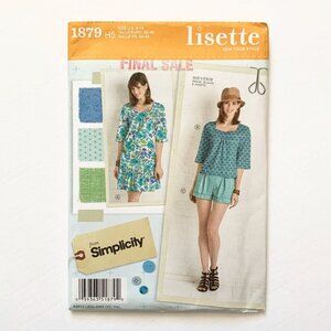 Simplicity Lisette Style Dress Top Shorts Sewing Pattern 1879 Size H5 6-14 Uncut